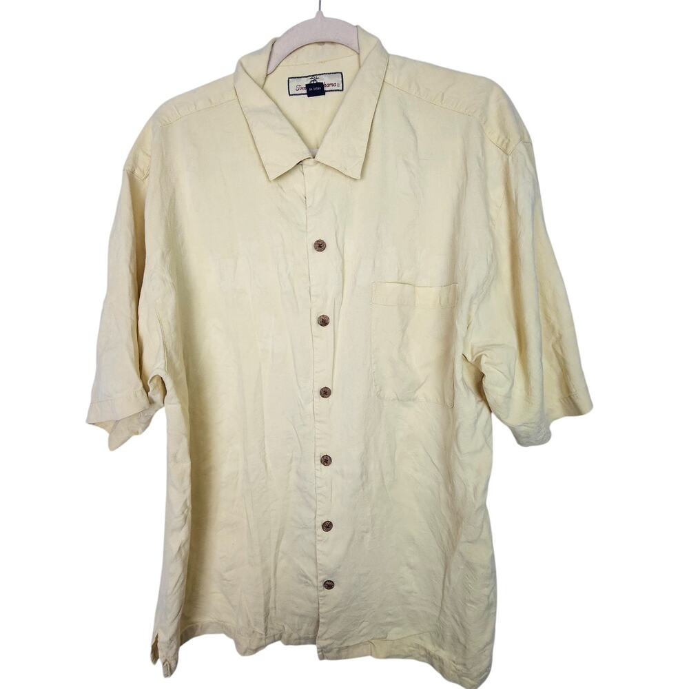 Tommy Bahama Mens Silk Camp Shirt Size L Hawaiian Tropical Resortwear Beach